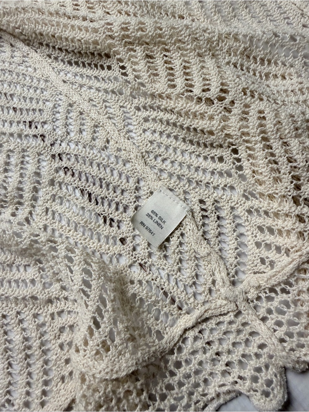J. Jill Cream Open-Knit Lightweight Cardigan linen and silk - Picture 4 of 5